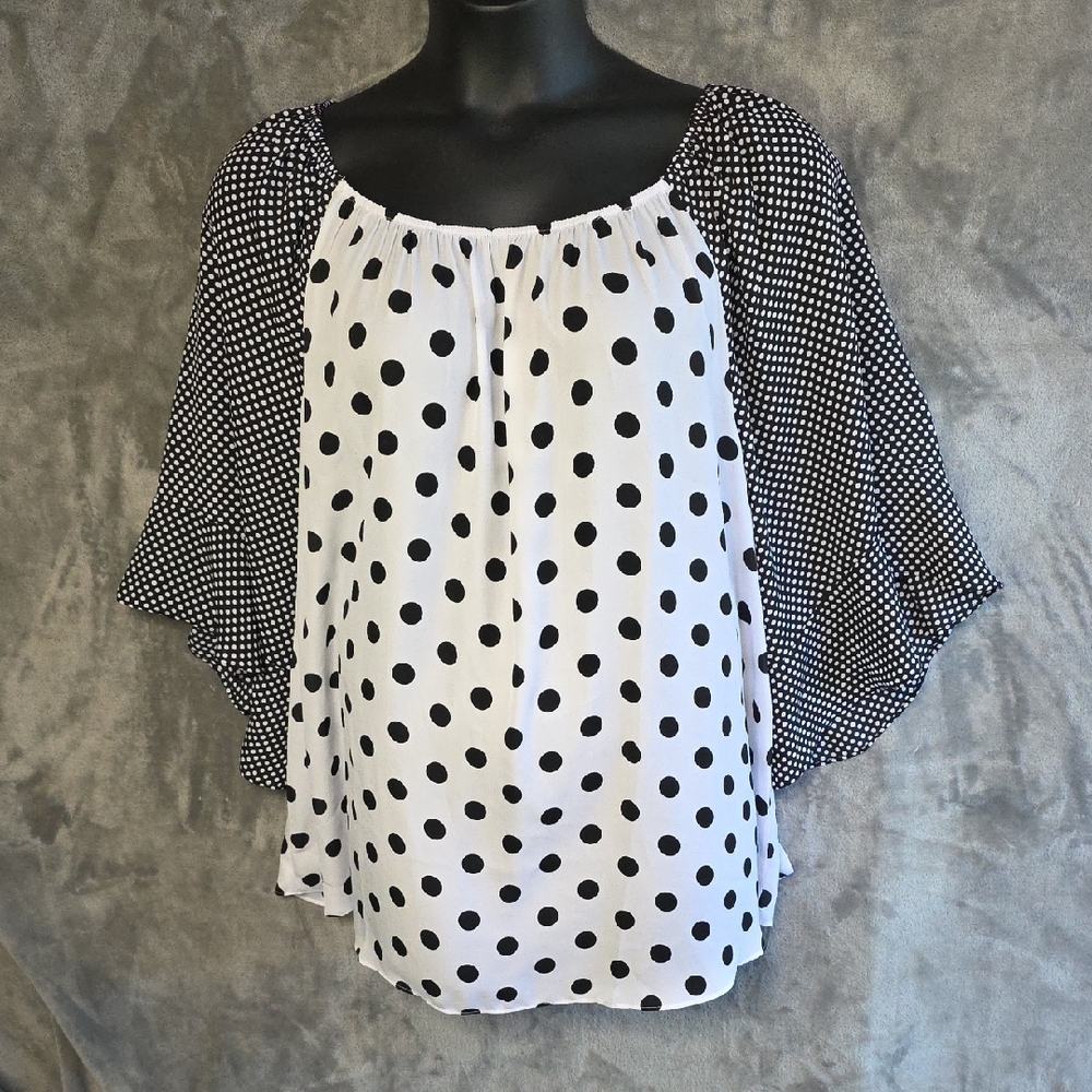 Cato Black and White Polka Dot Blouse